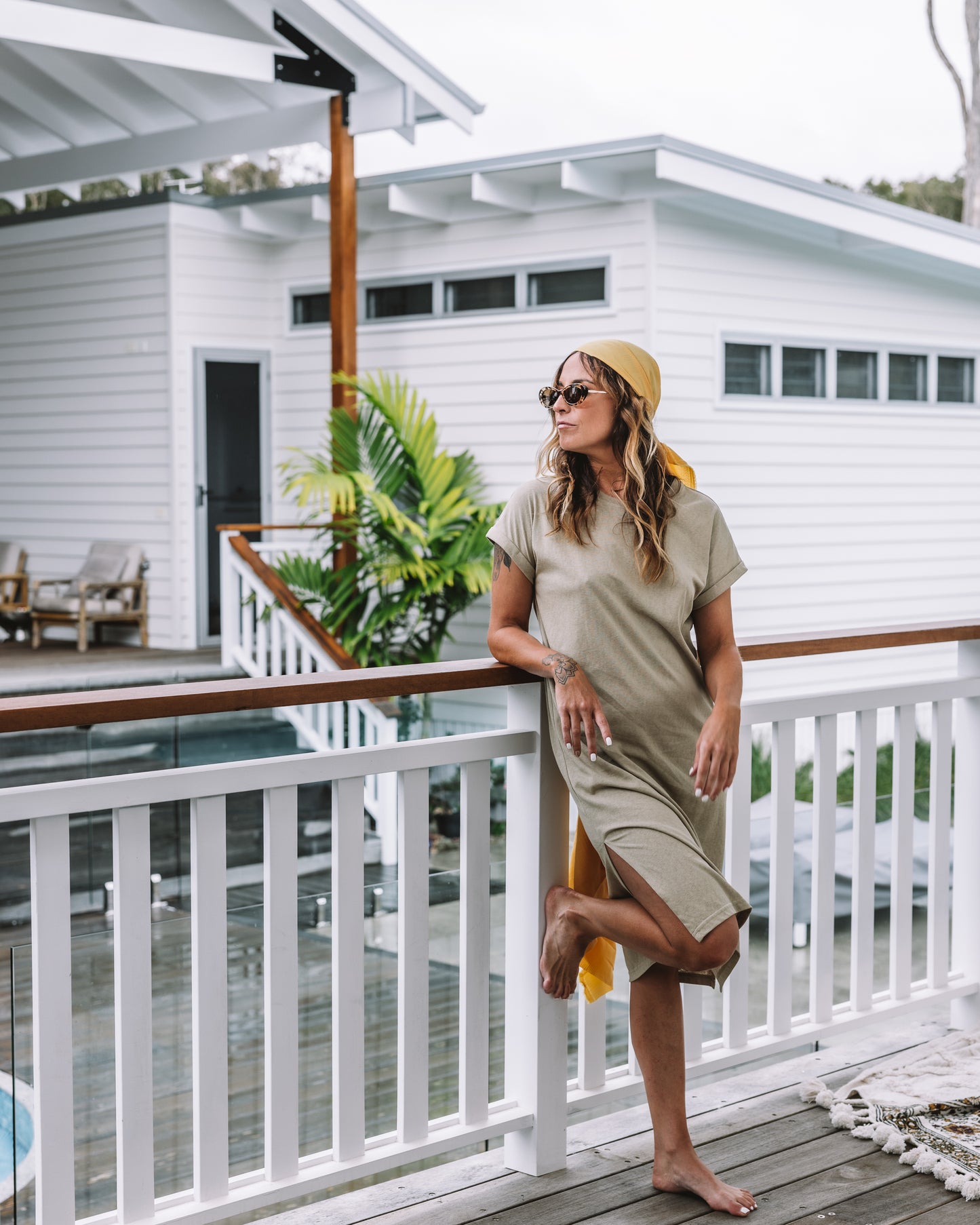 Mercee T-Shirt Dress in Olive Branch