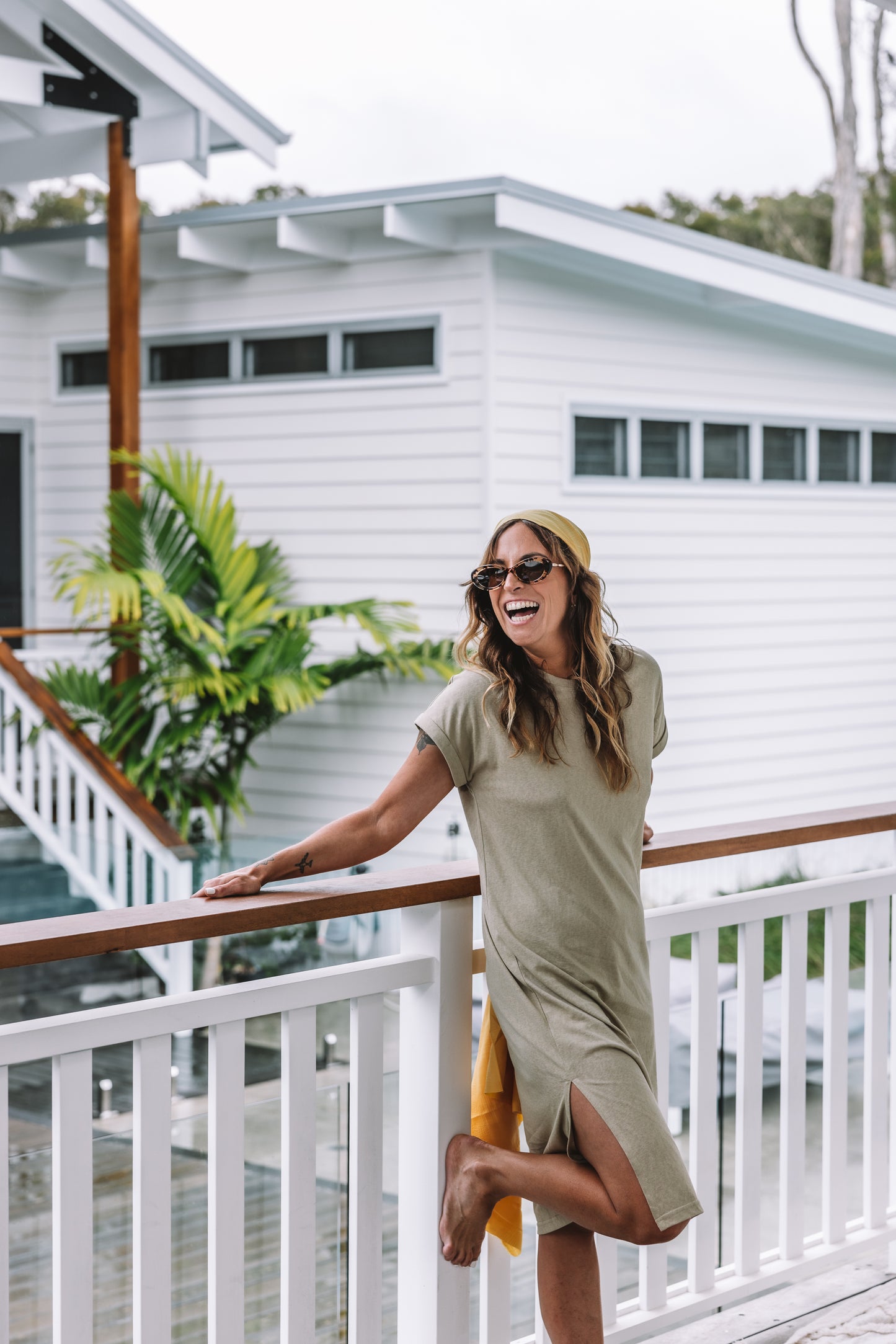 Mercee T-Shirt Dress in Olive Branch