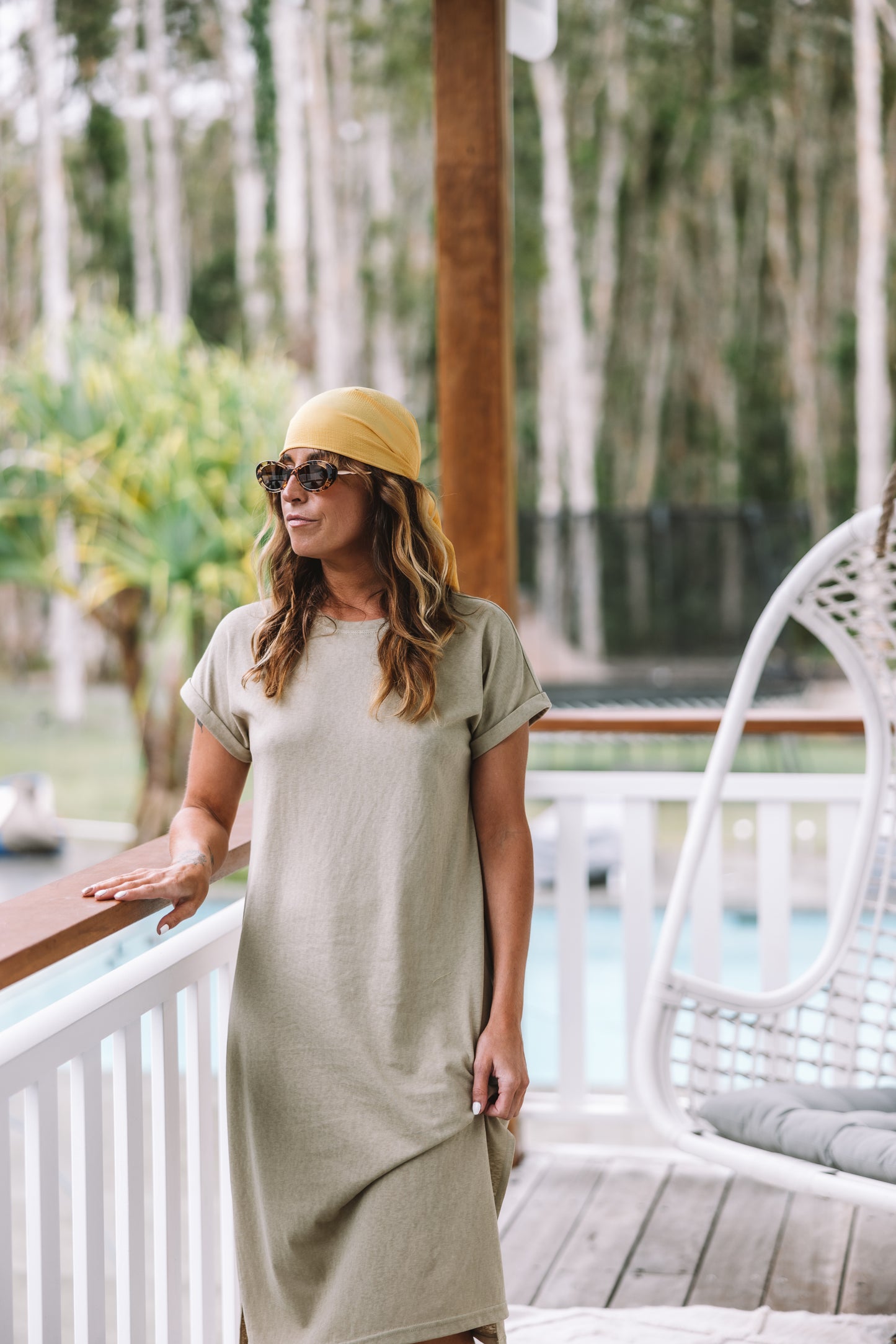 Mercee T-Shirt Dress in Olive Branch